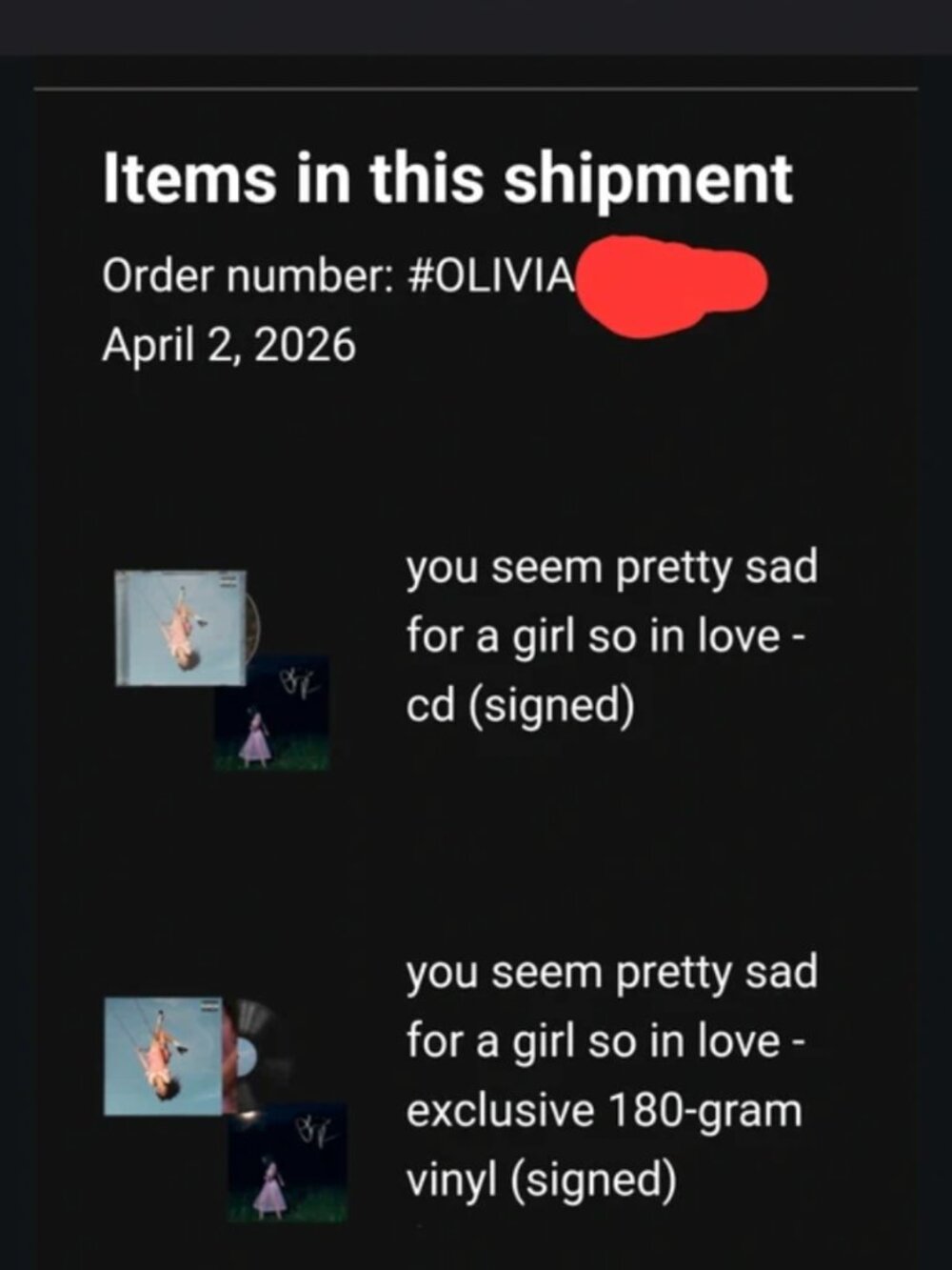 Olivia Rodrigo You Seem Pretty Sad For a Girl So In Love Album Signed CD - Picture 4 of 4